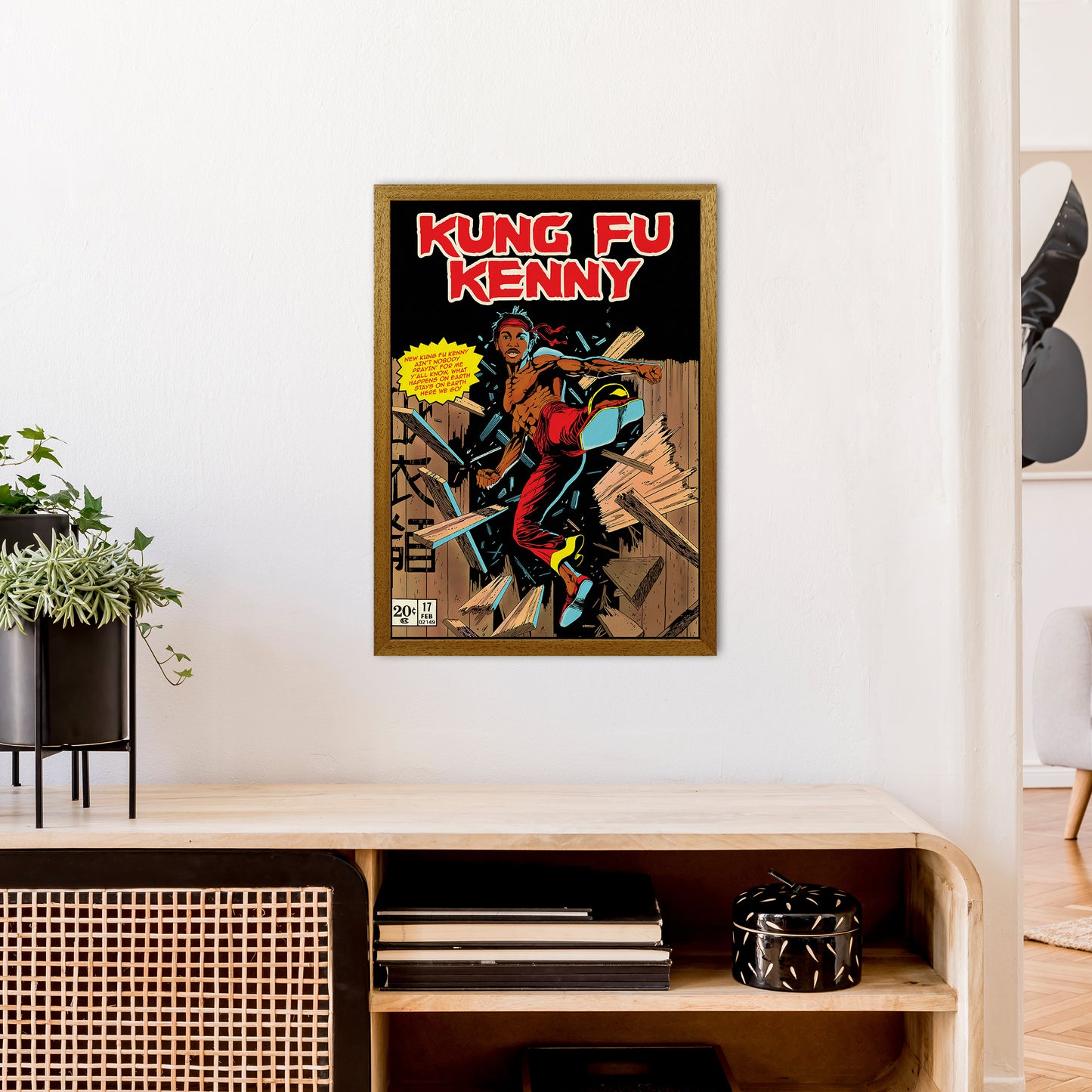 Kung Fu Kenny by David Redon Retro Movie Poster Framed Wall Art Print A2 Print Only