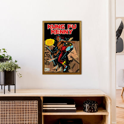 Kung Fu Kenny by David Redon Retro Movie Poster Framed Wall Art Print A2 Print Only