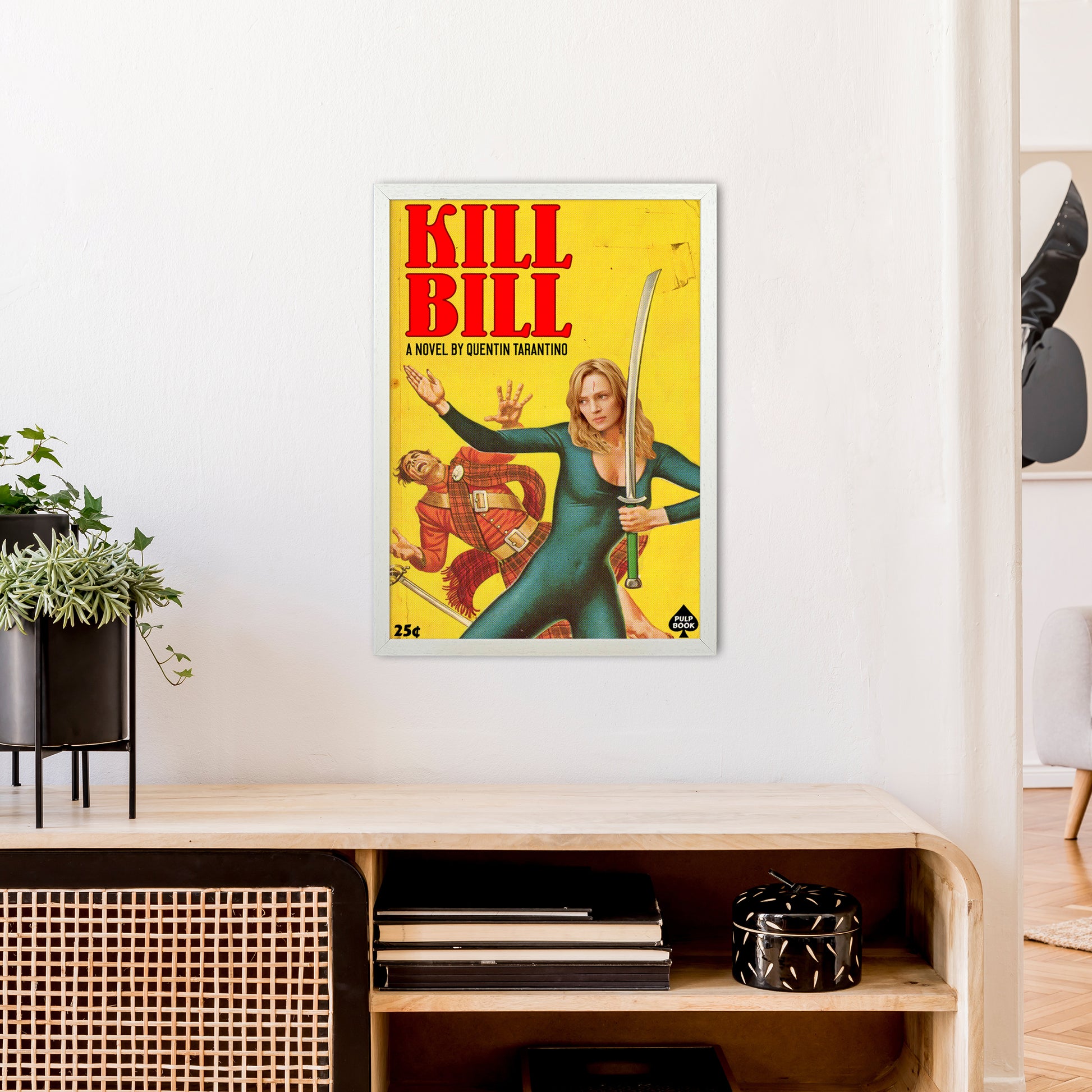 Kill Bill by David Redon Retro Movie Poster Framed Wall Art Print A2 Oak Frame