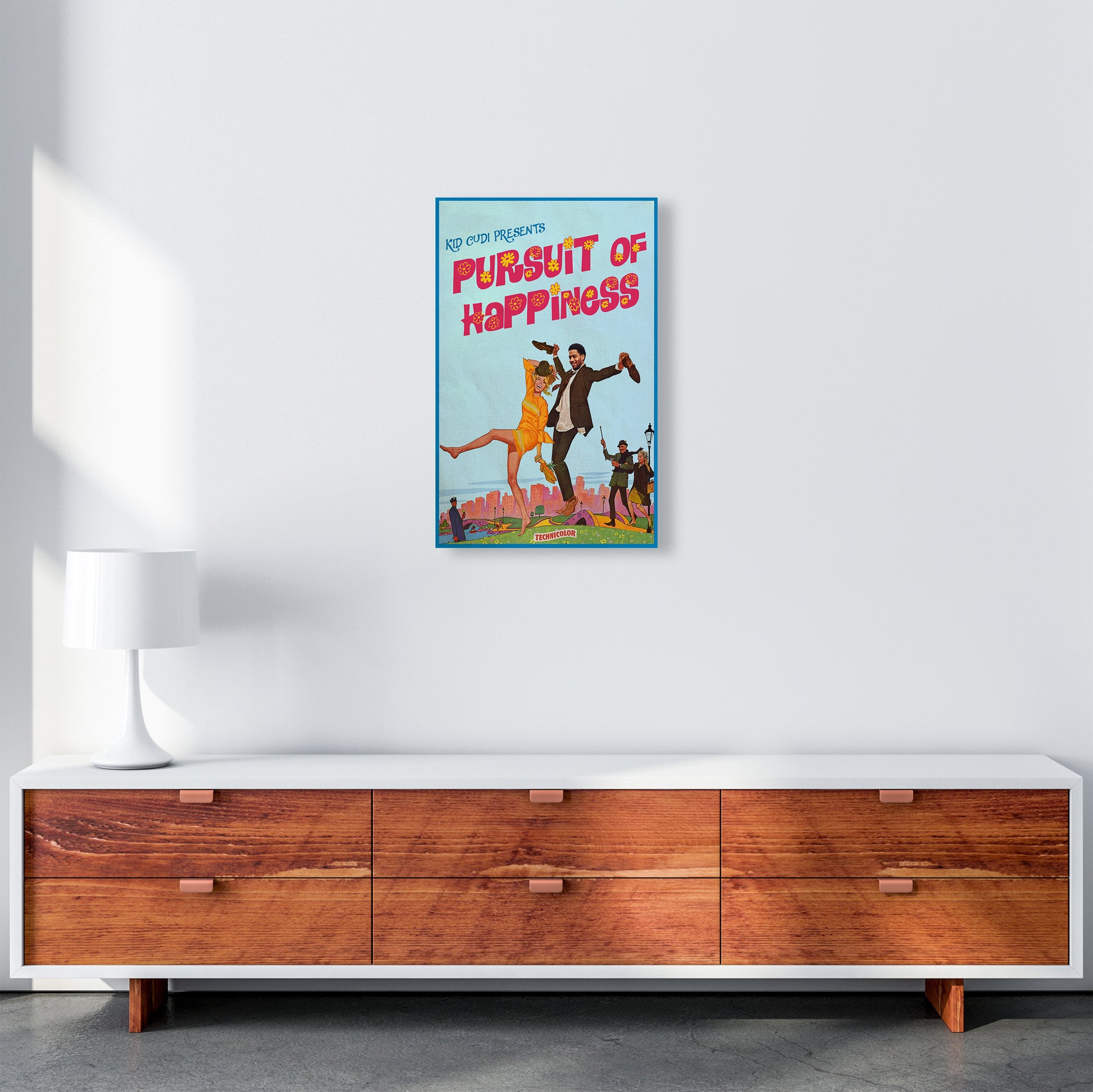 Pursuit of Happiness by David Redon Retro Music Poster Framed Wall Art Print A3 Canvas