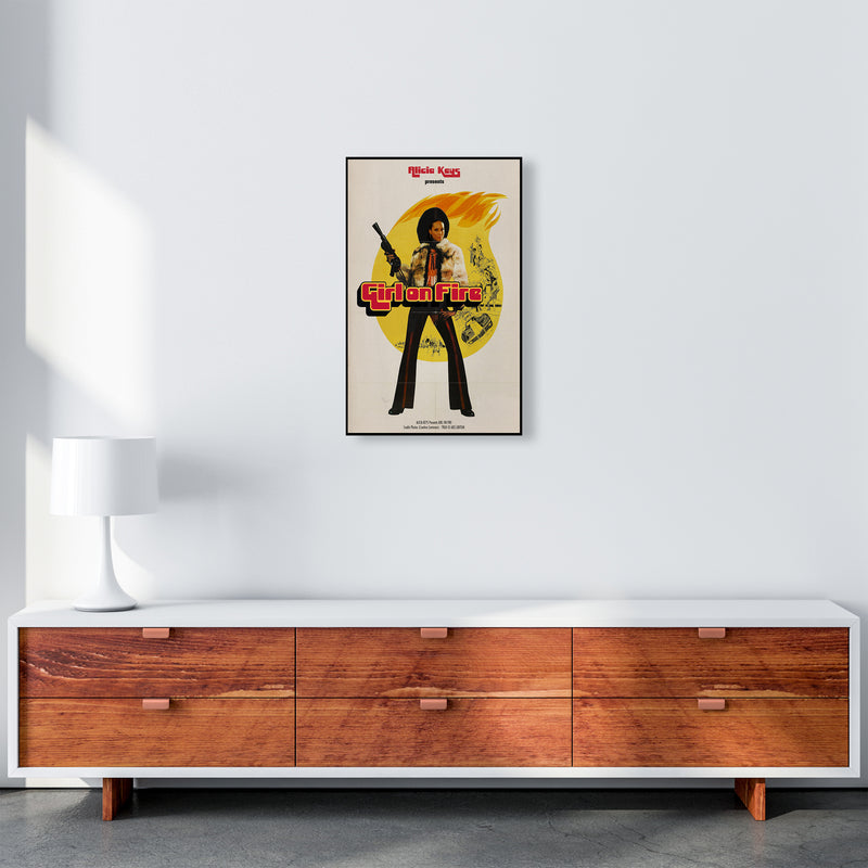 Girl on Fire by David Redon Retro Music Poster Framed Wall Art Print A3 Canvas