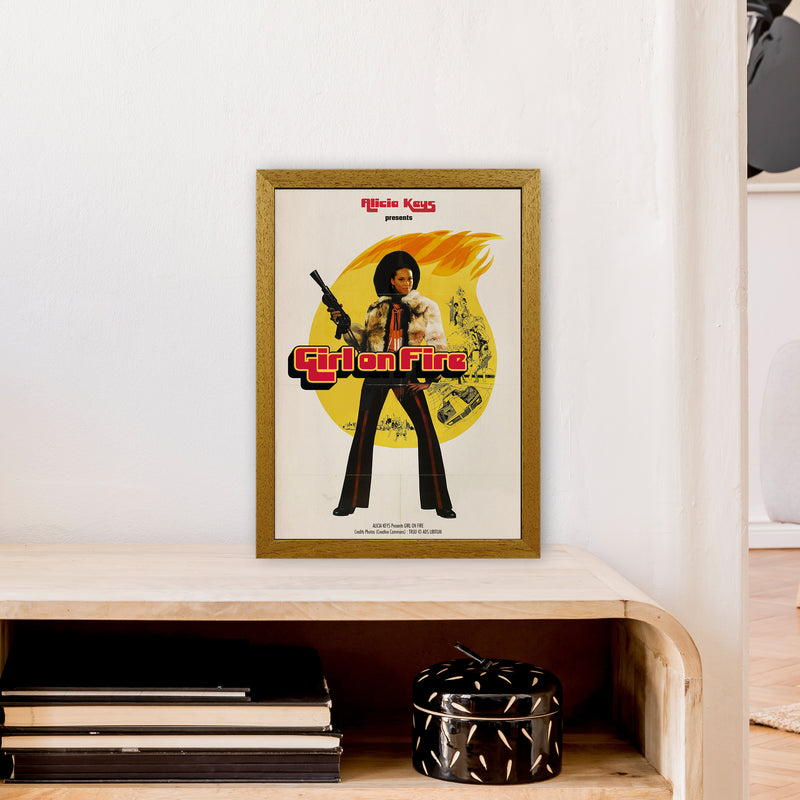 Girl on Fire by David Redon Retro Music Poster Framed Wall Art Print A3 Print Only