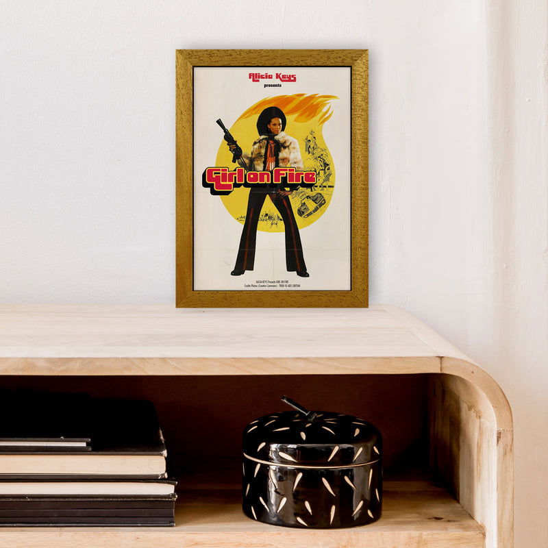 Girl on Fire by David Redon Retro Music Poster Framed Wall Art Print A4 Print Only