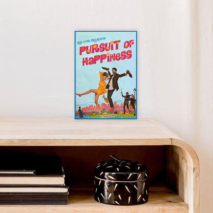 Pursuit of Happiness by David Redon Retro Music Poster Framed Wall Art Print A4 Black Frame