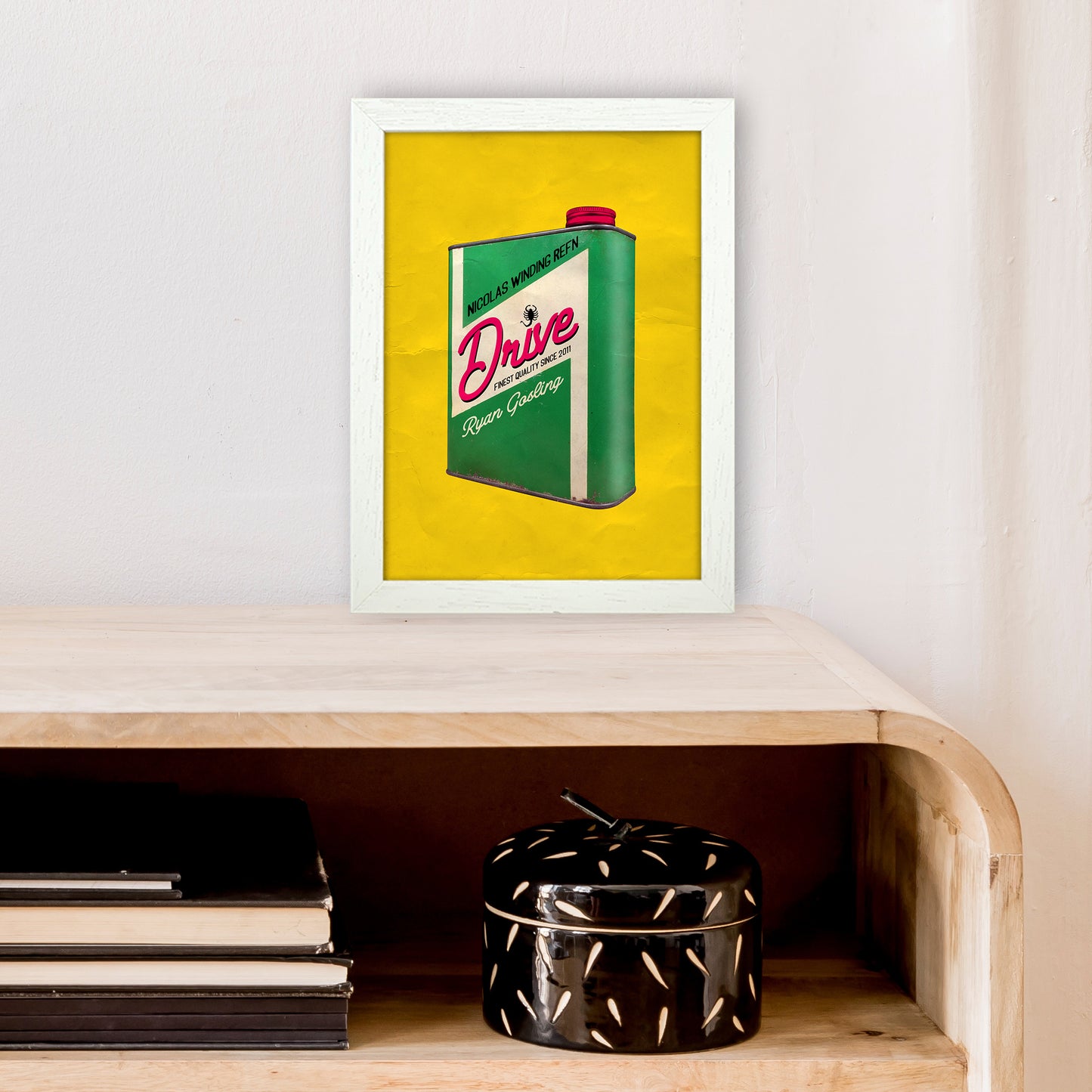Drive Shot by David Redon Retro Movie Poster Framed Wall Art Print A4 Oak Frame