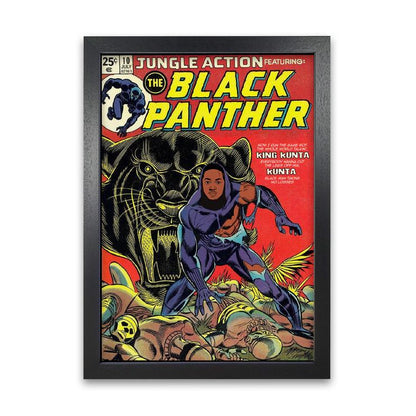 Black panther retro music poster framed wall art print