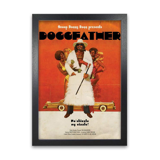 Doggfather snoop dogg retro music poster framed wall art print