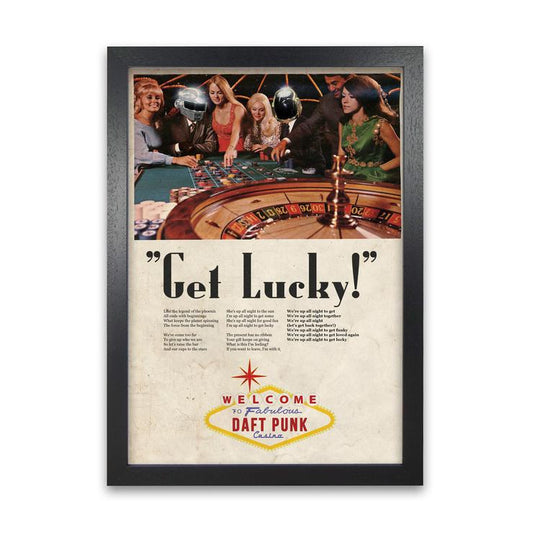 Get lucky daft punk retro music poster framed wall art print