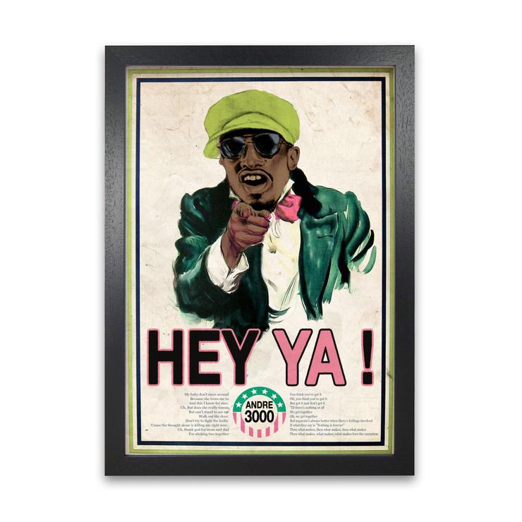 Hey ya retro music poster framed wall art print
