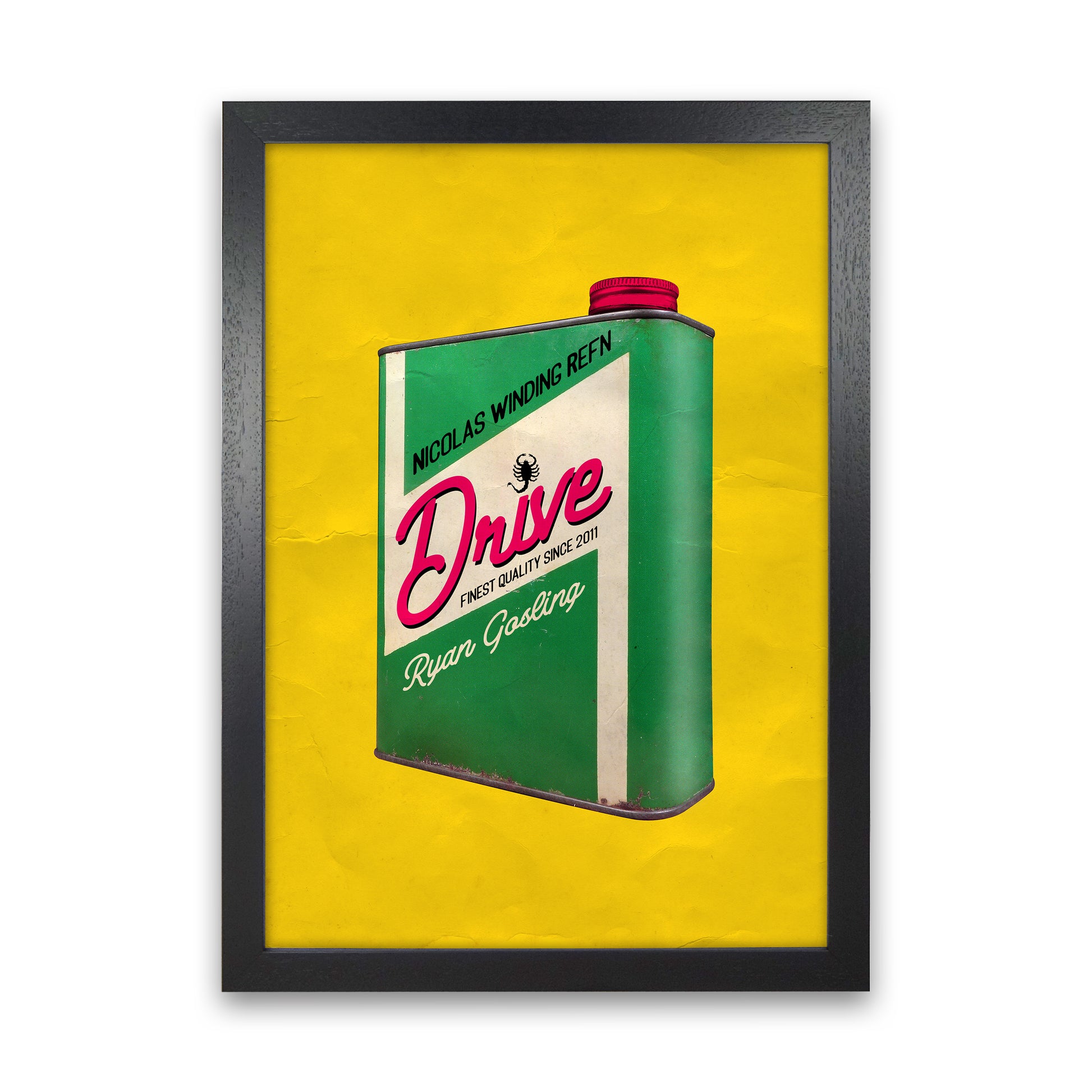 Drive Shot by David Redon Retro Movie Poster Framed Wall Art Print Black Grain