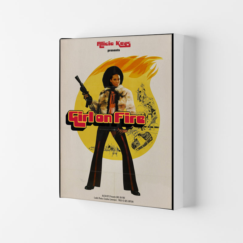 Girl on Fire by David Redon Retro Music Poster Framed Wall Art Print Canvas