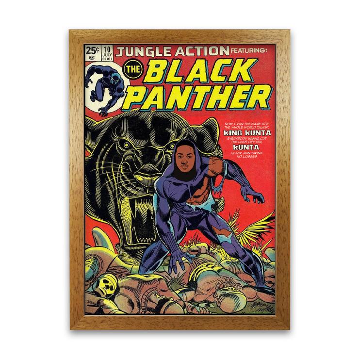 Black panther retro music poster framed wall art print