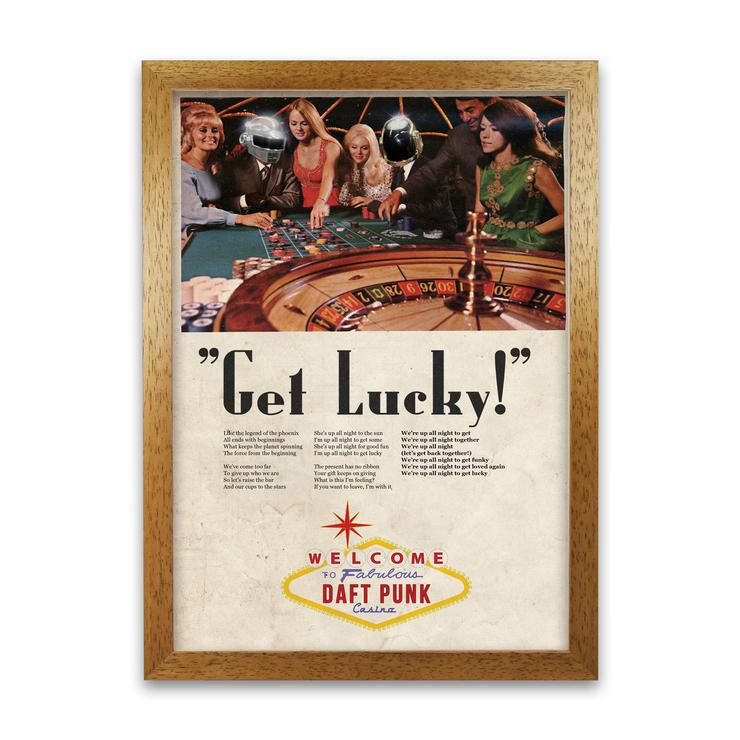 Get lucky daft punk retro music poster framed wall art print