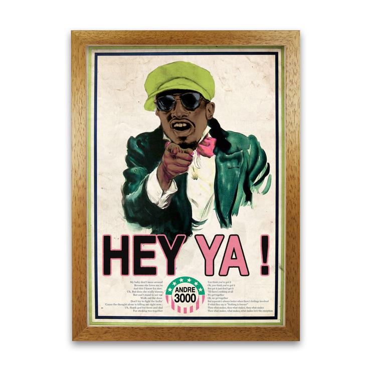 Hey ya retro music poster framed wall art print