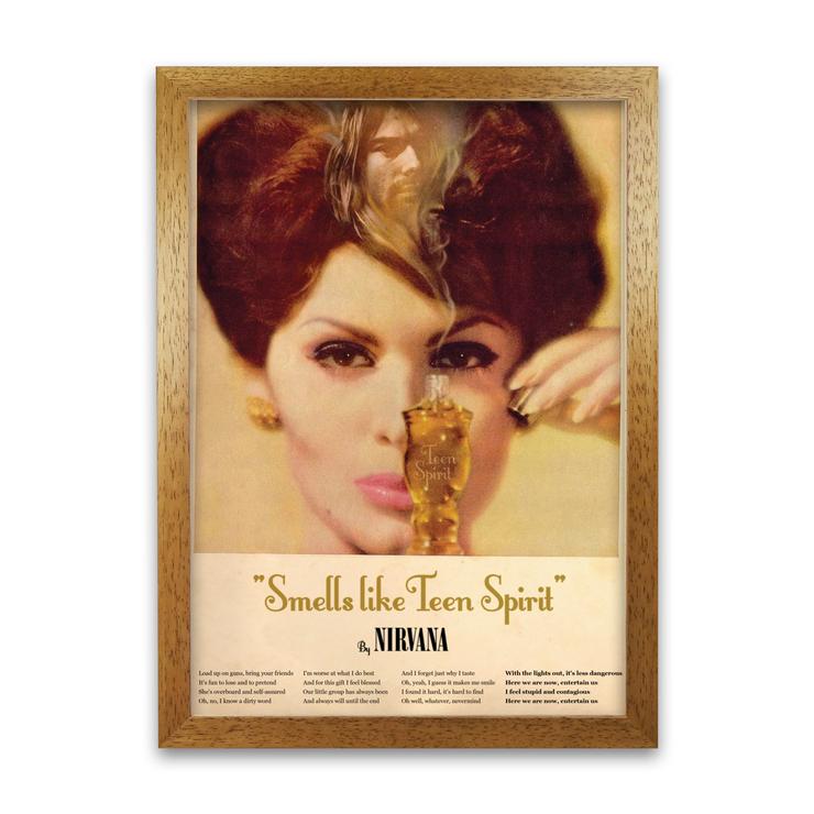 Nirvana smells like teen spirit retro music poster framed wall art print