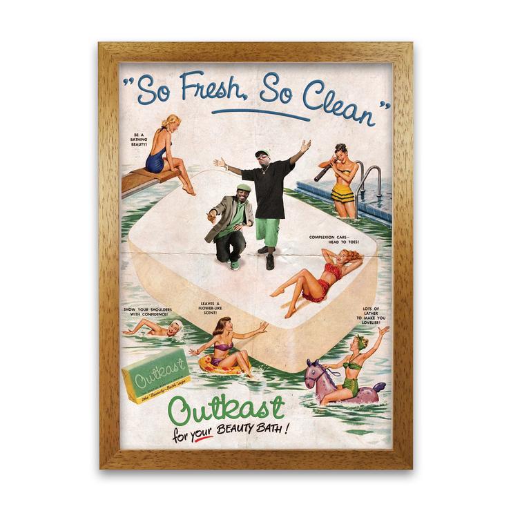 Outkast so fresh so clean retro music poster framed wall art print