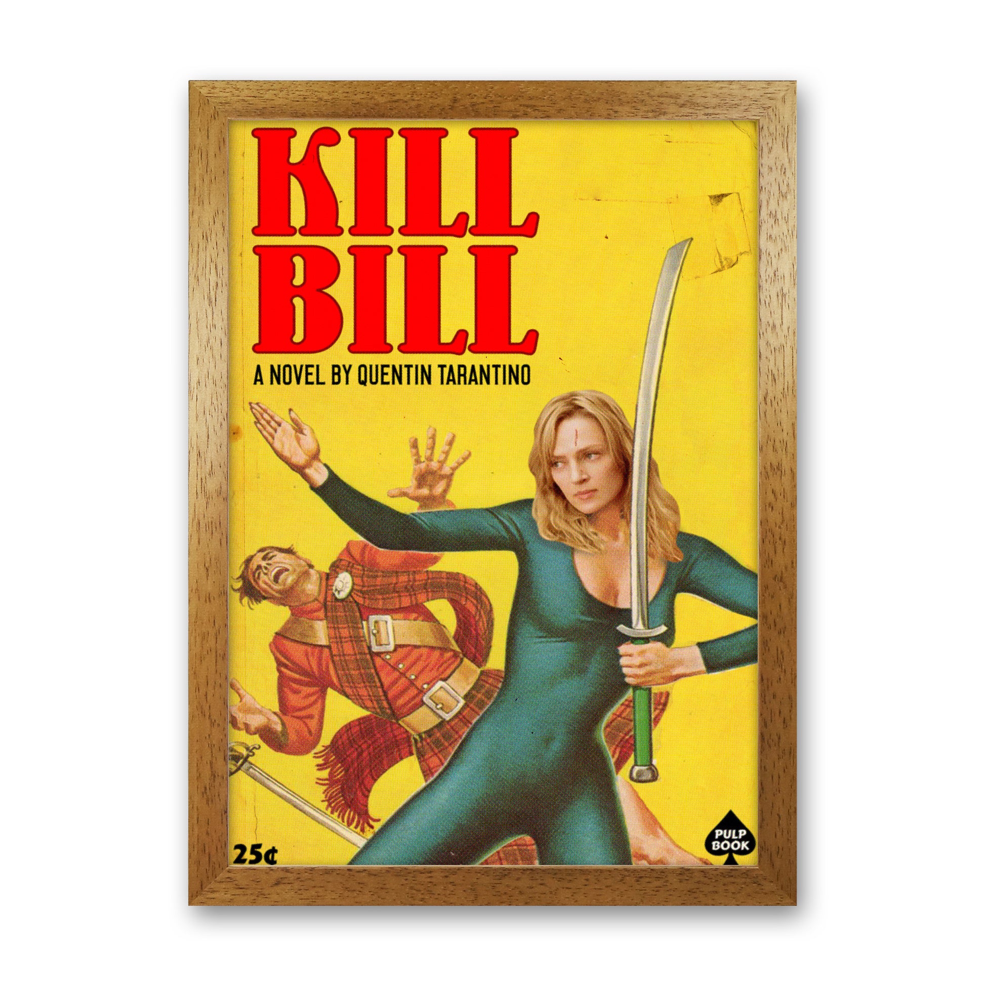 Kill Bill by David Redon Retro Movie Poster Framed Wall Art Print Oak Grain