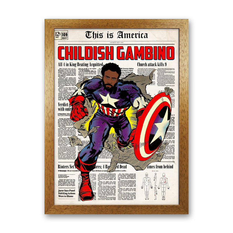 Childish by David Redon Retro Music Poster Framed Wall Art Print Oak Grain