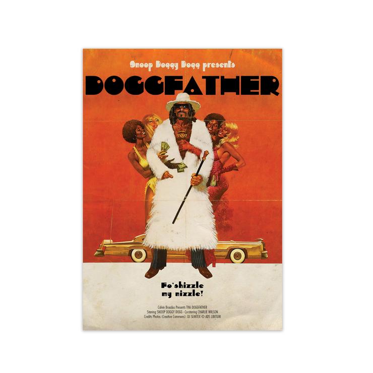 Doggfather snoop dogg retro music poster framed wall art print