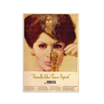 Nirvana smells like teen spirit retro music poster framed wall art print