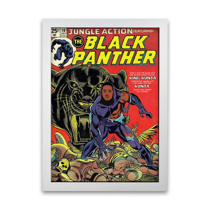 Black panther retro music poster framed wall art print