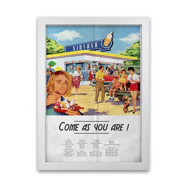Come as you are nirvana retro music poster framed wall art print