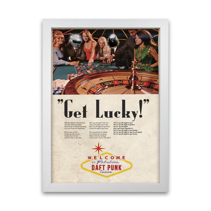Get lucky daft punk retro music poster framed wall art print