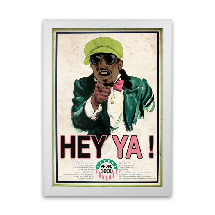 Hey ya retro music poster framed wall art print