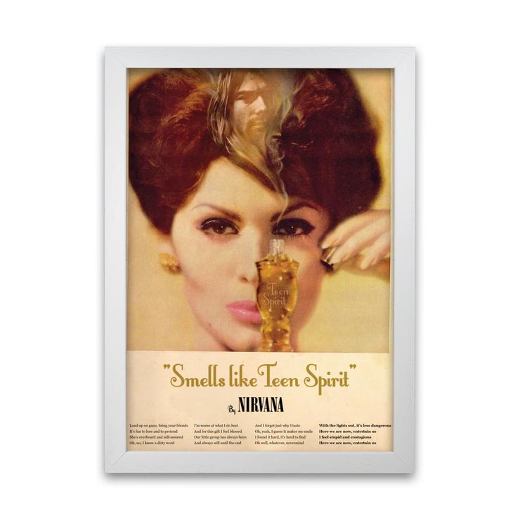 Nirvana smells like teen spirit retro music poster framed wall art print
