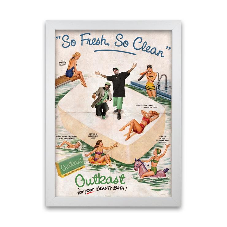 Outkast so fresh so clean retro music poster framed wall art print