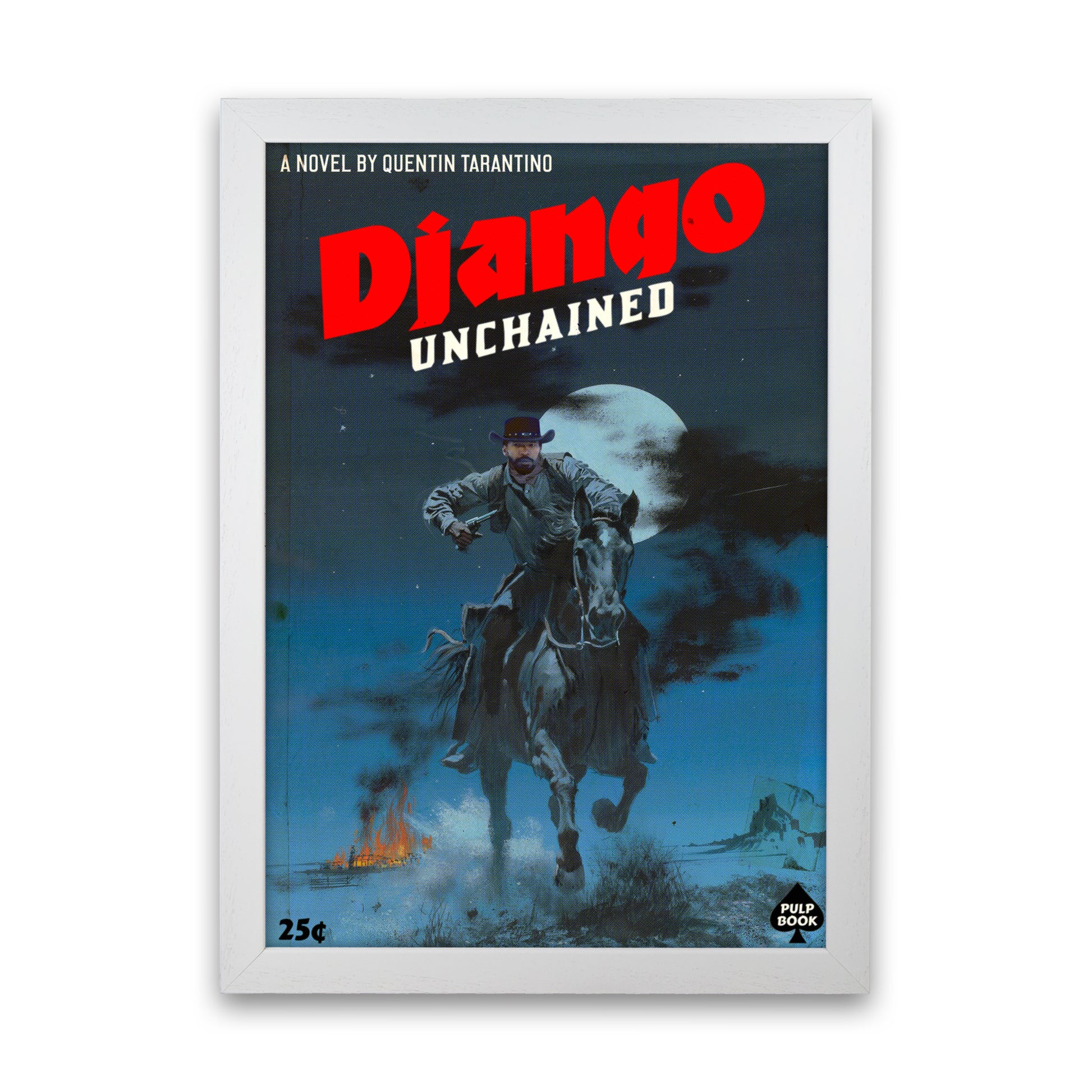 Django by David Redon Retro Movie Poster Framed Wall Art Print White Grain