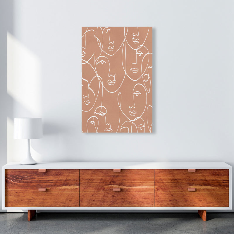 Face Beige Line Art Art Print by Essentially Nomadic A1 Canvas