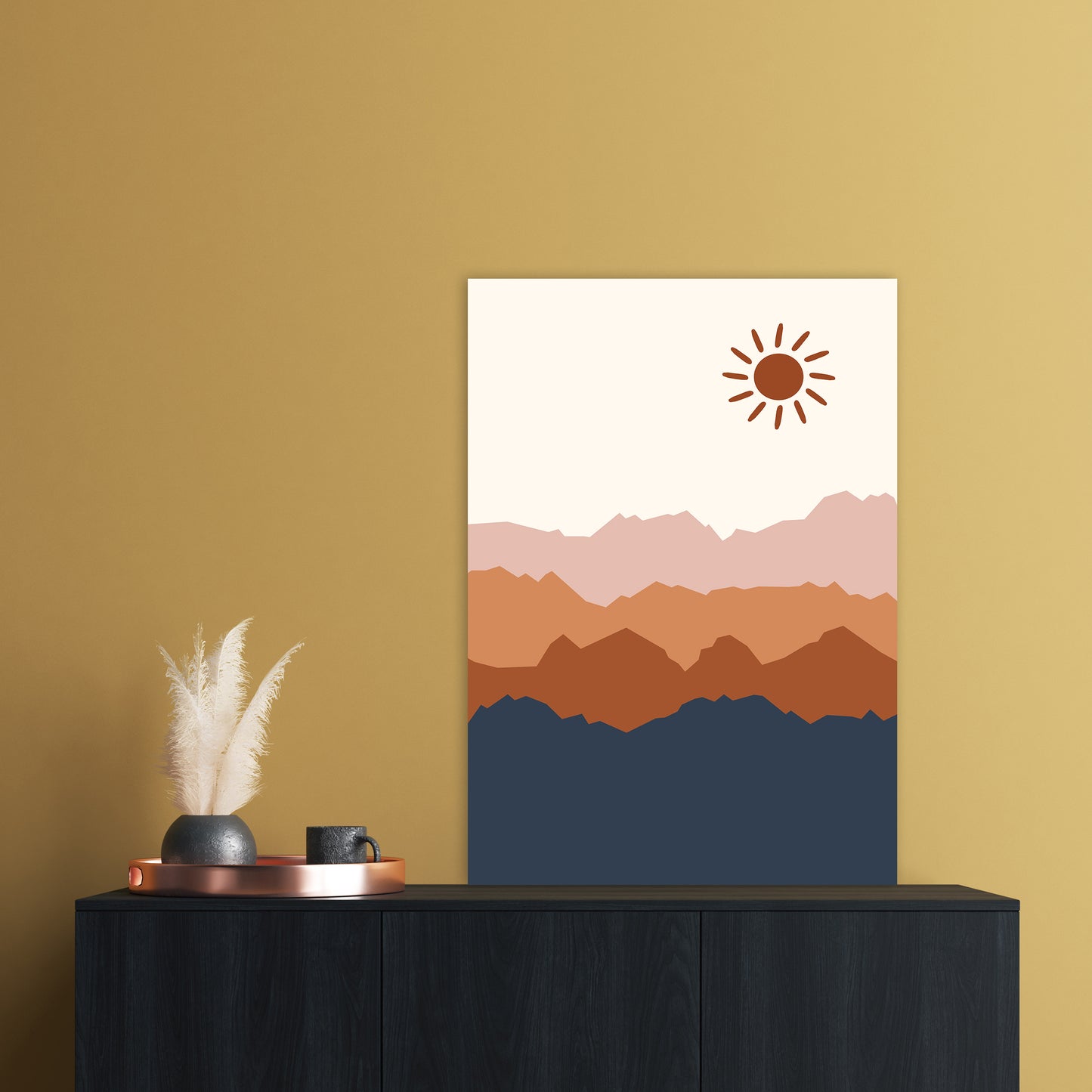Sun Blue Mountain 02 Art Print by Essentially Nomadic A1 Black Frame