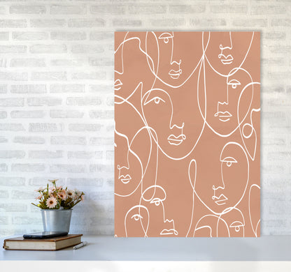 Face Beige Line Art Art Print by Essentially Nomadic A1 Black Frame