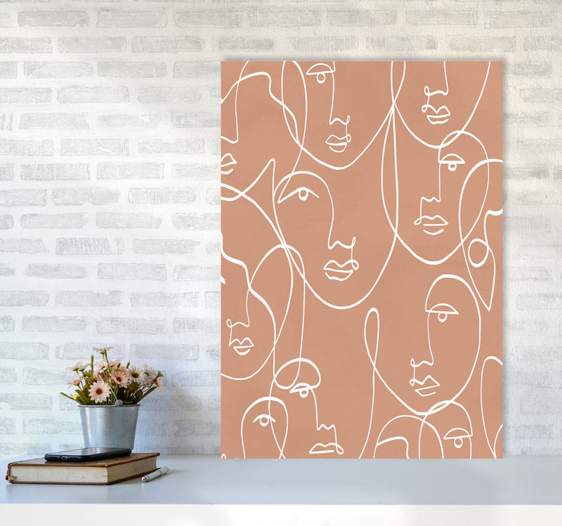 Face Beige Line Art Art Print by Essentially Nomadic A1 Black Frame
