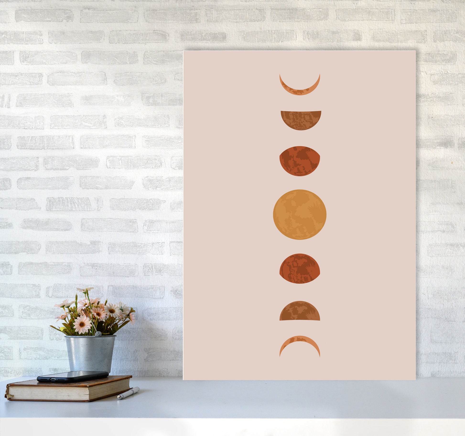 Moon  Phase Art Print by Essentially Nomadic A1 Black Frame