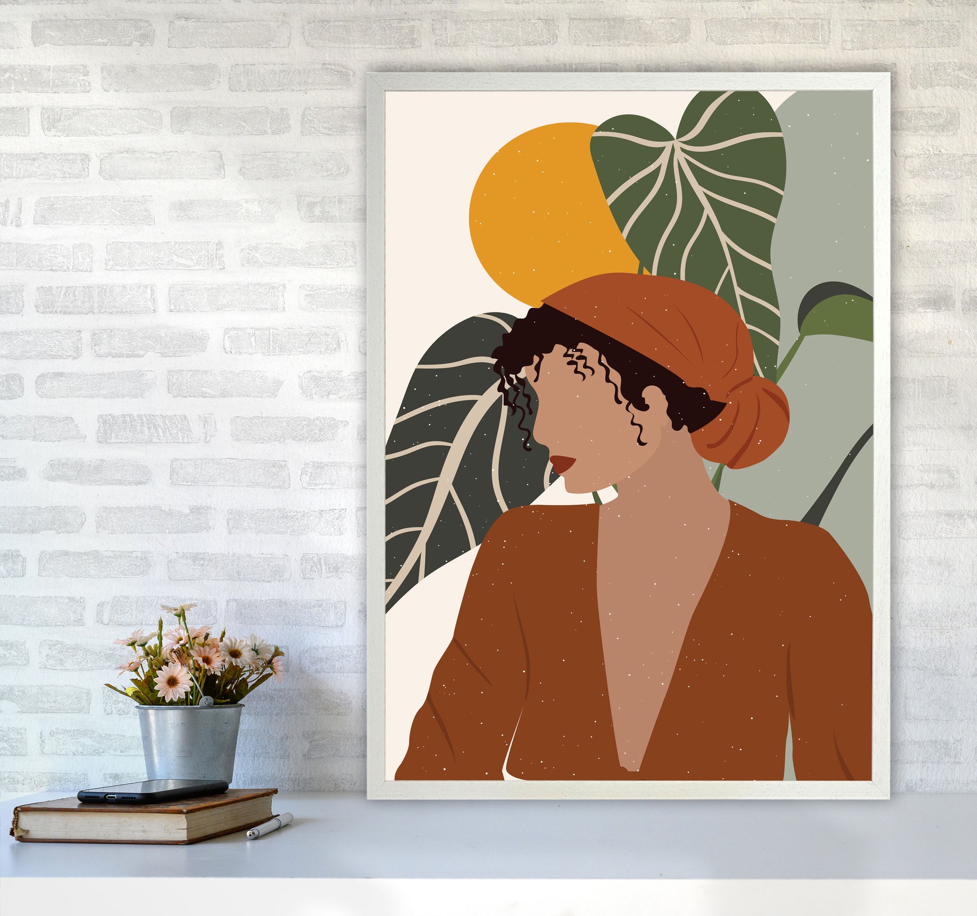 Girl Boho Art Print by Essentially Nomadic A1 Oak Frame