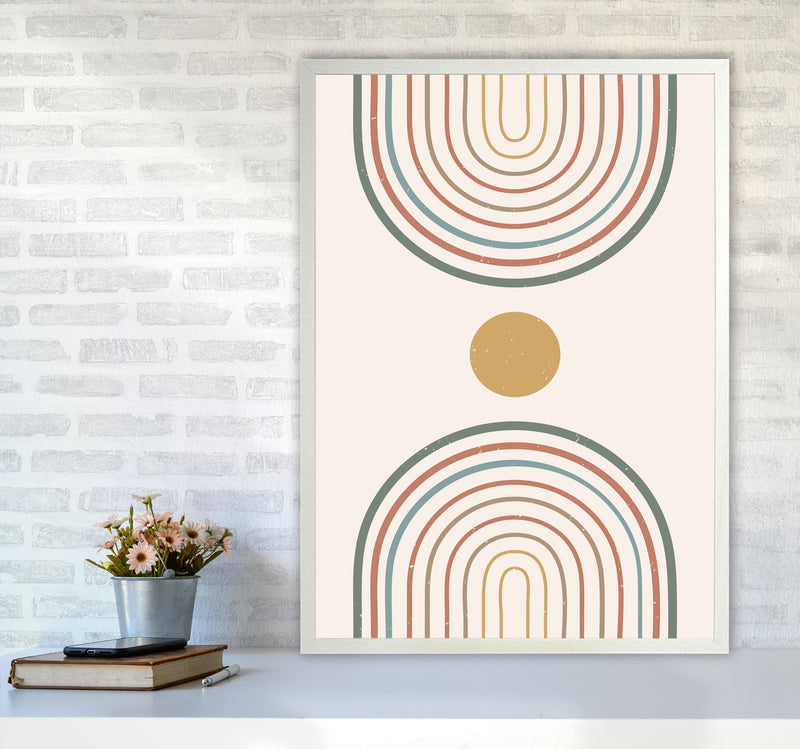 Mid Century Rainbow Sun Art Print by Essentially Nomadic A1 Oak Frame