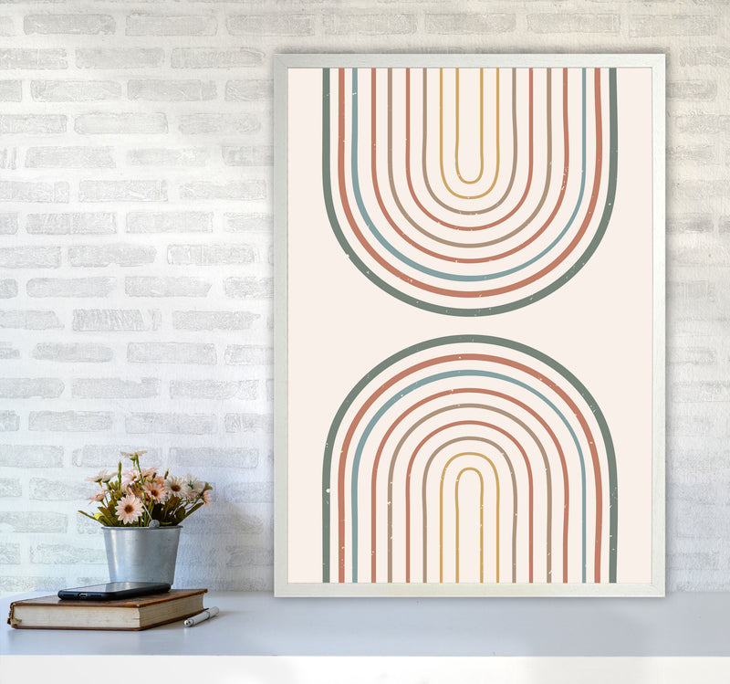 Mid Century Rainbow Art Print by Essentially Nomadic A1 Oak Frame