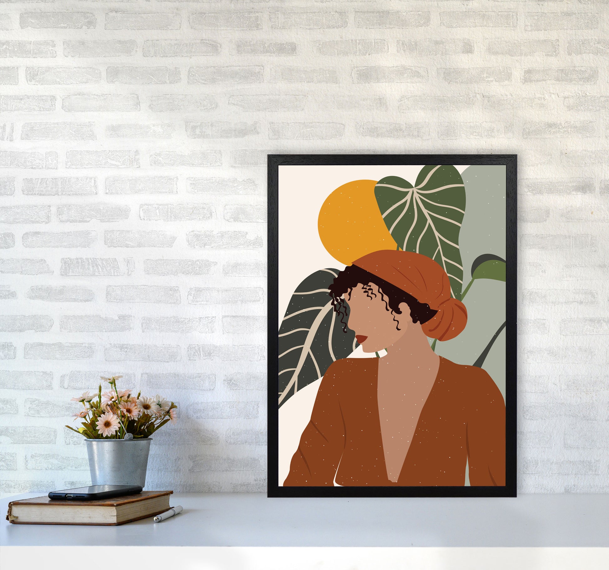 Girl Boho Art Print by Essentially Nomadic A2 White Frame