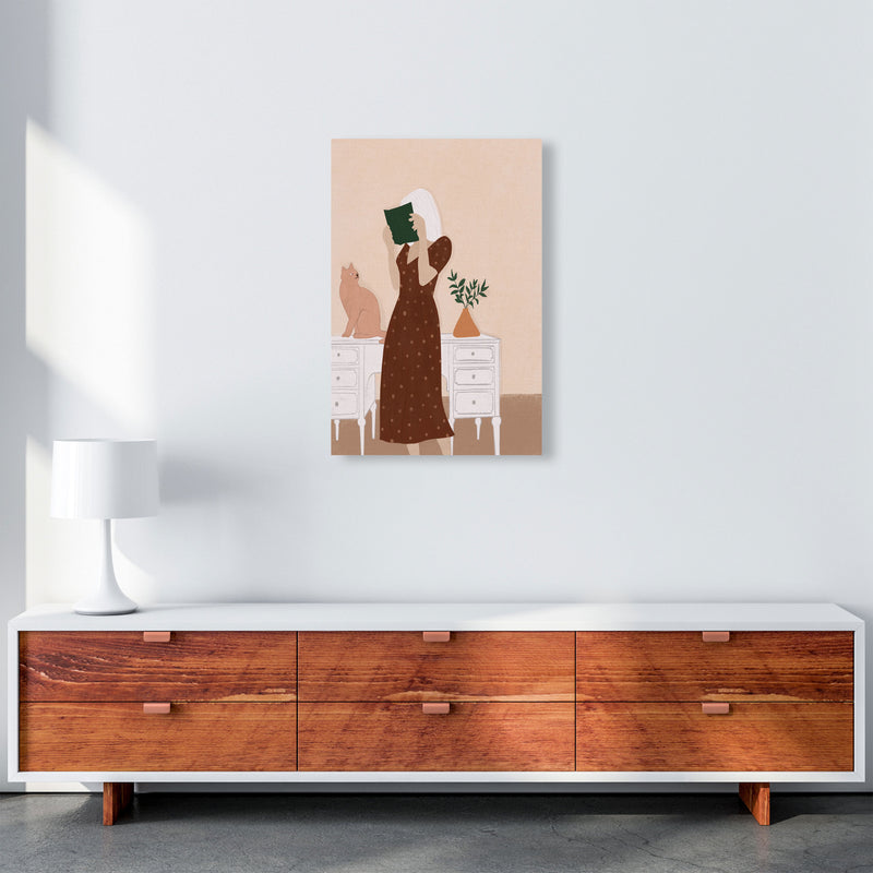 Girl Book Cat Art Print by Essentially Nomadic A2 Canvas