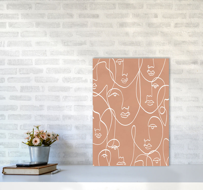 Face Beige Line Art Art Print by Essentially Nomadic A2 Black Frame
