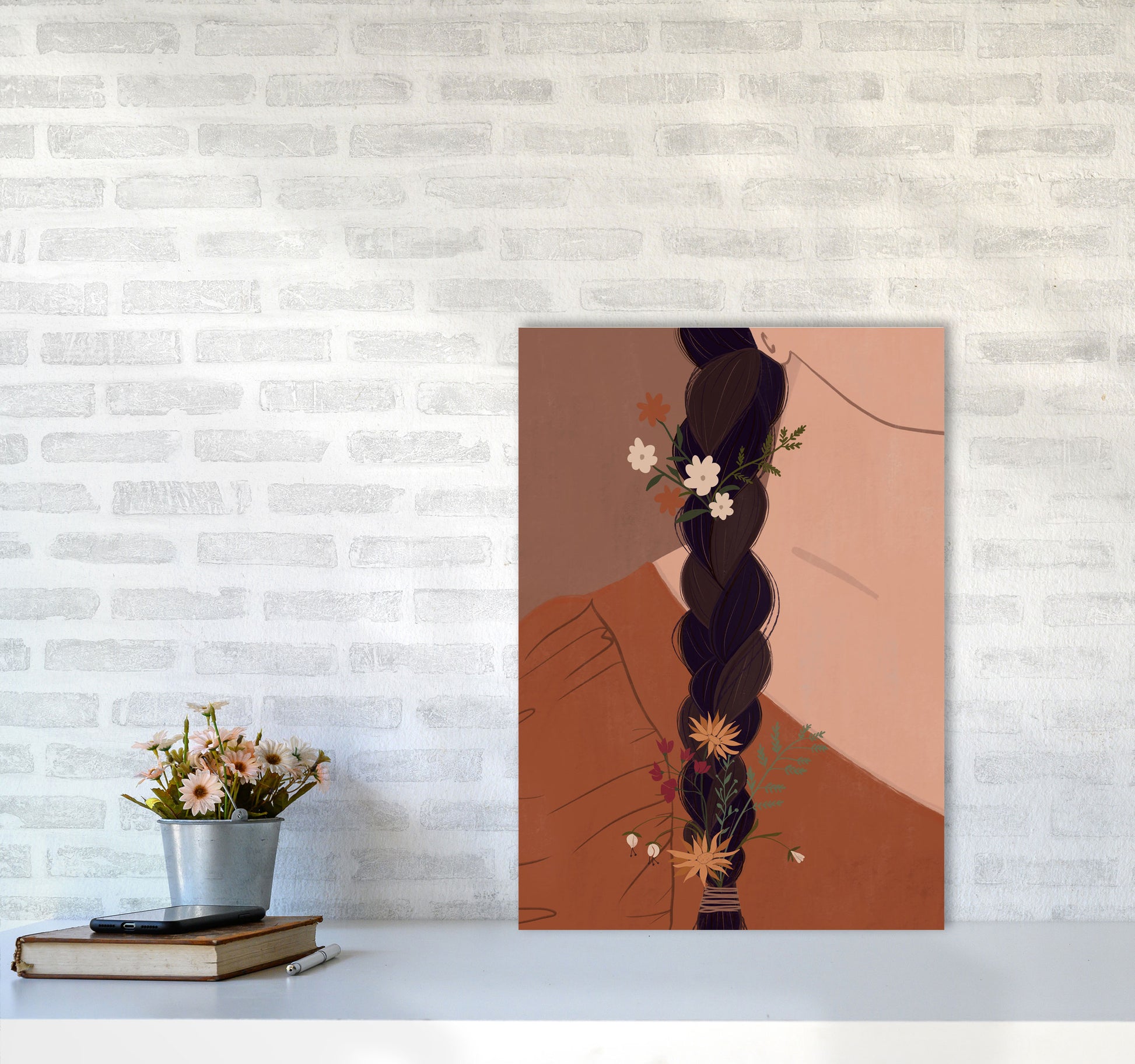 Girl Wildflower Art Print by Essentially Nomadic A2 Black Frame