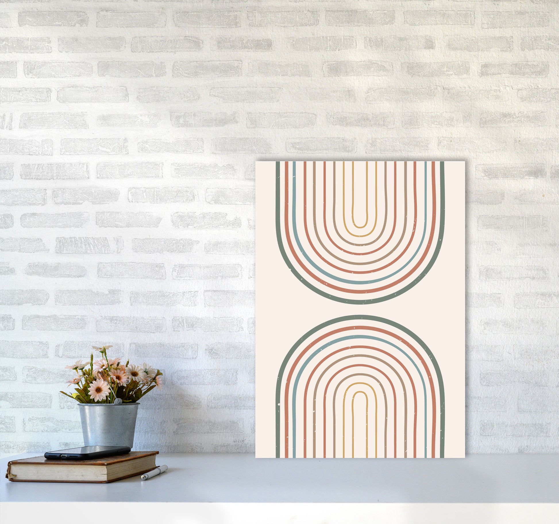 Mid Century Rainbow Art Print by Essentially Nomadic A2 Black Frame