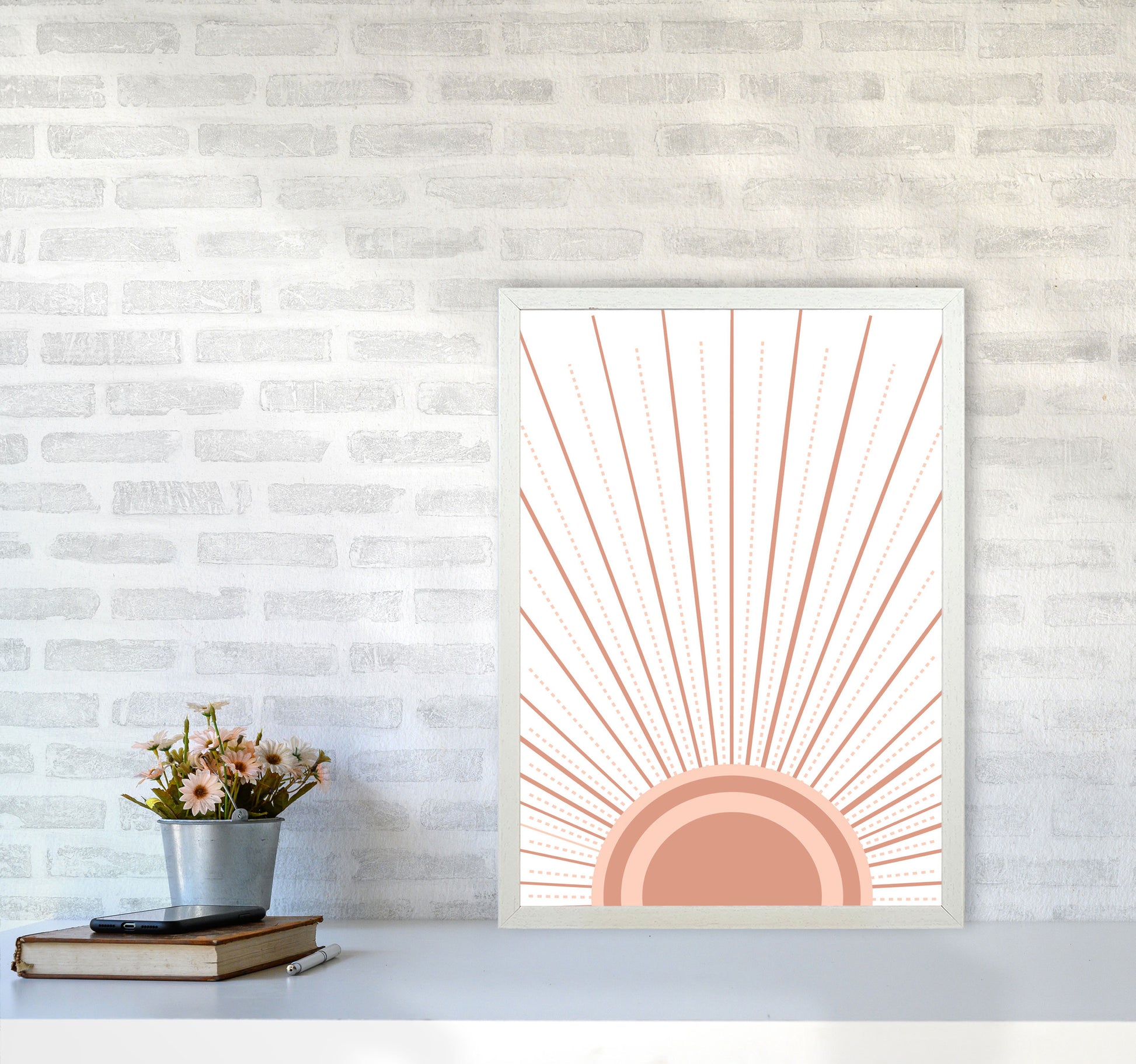 Boho Sunrise Art Print by Essentially Nomadic A2 Oak Frame