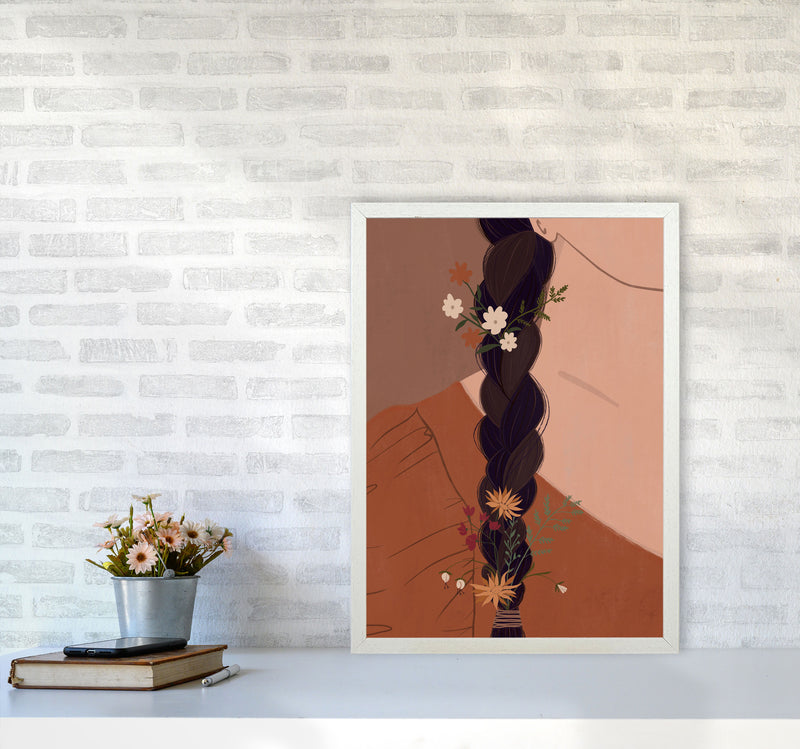 Girl Wildflower Art Print by Essentially Nomadic A2 Oak Frame