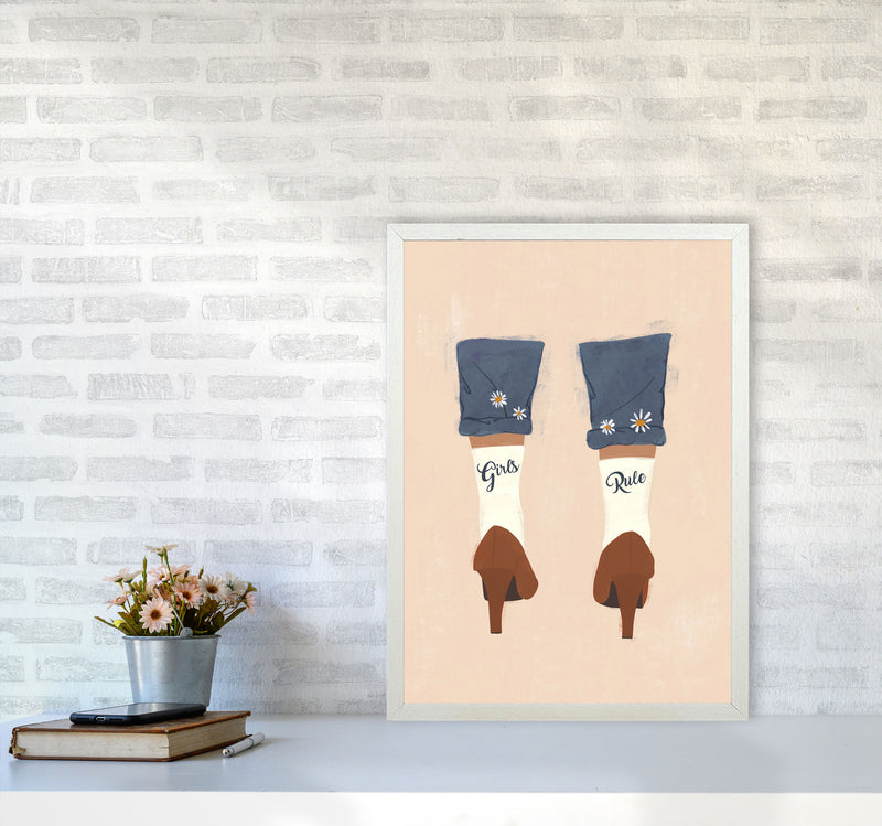 Girls Rule Art Print by Essentially Nomadic A2 Oak Frame