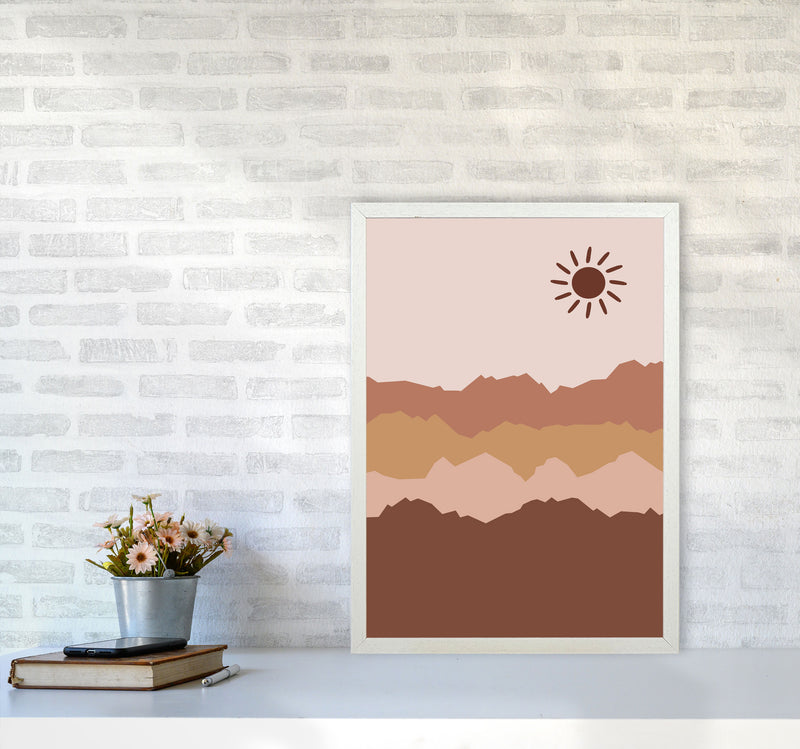 Mountain Sun Art Print by Essentially Nomadic A2 Oak Frame