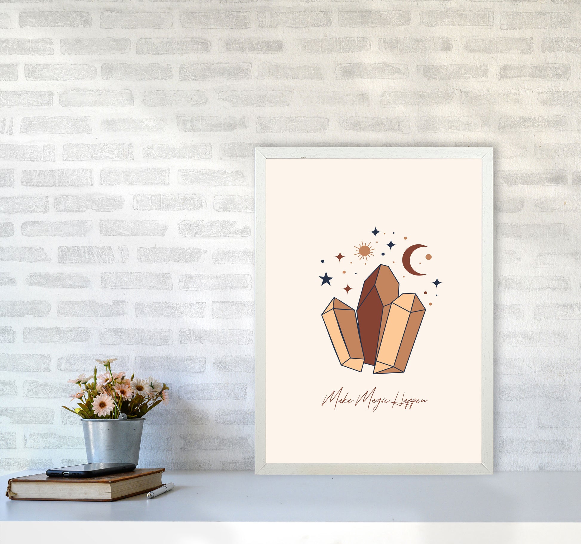 Mystical Crystal Magic Art Print by Essentially Nomadic A2 Oak Frame