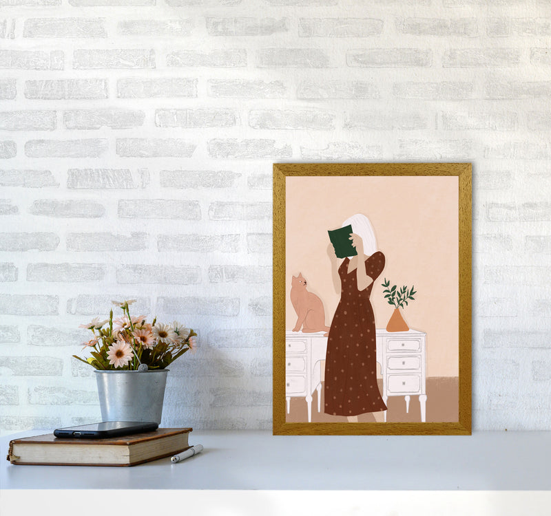 Girl Book Cat Art Print by Essentially Nomadic A3 Print Only